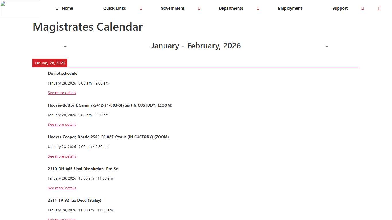 Magistrates Calendar – Starke County Indiana