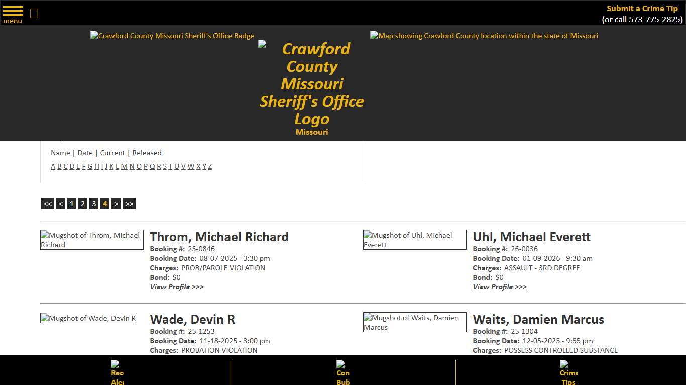 Inmate Roster - Page 4 Current Inmates - Crawford County Sheriff MO